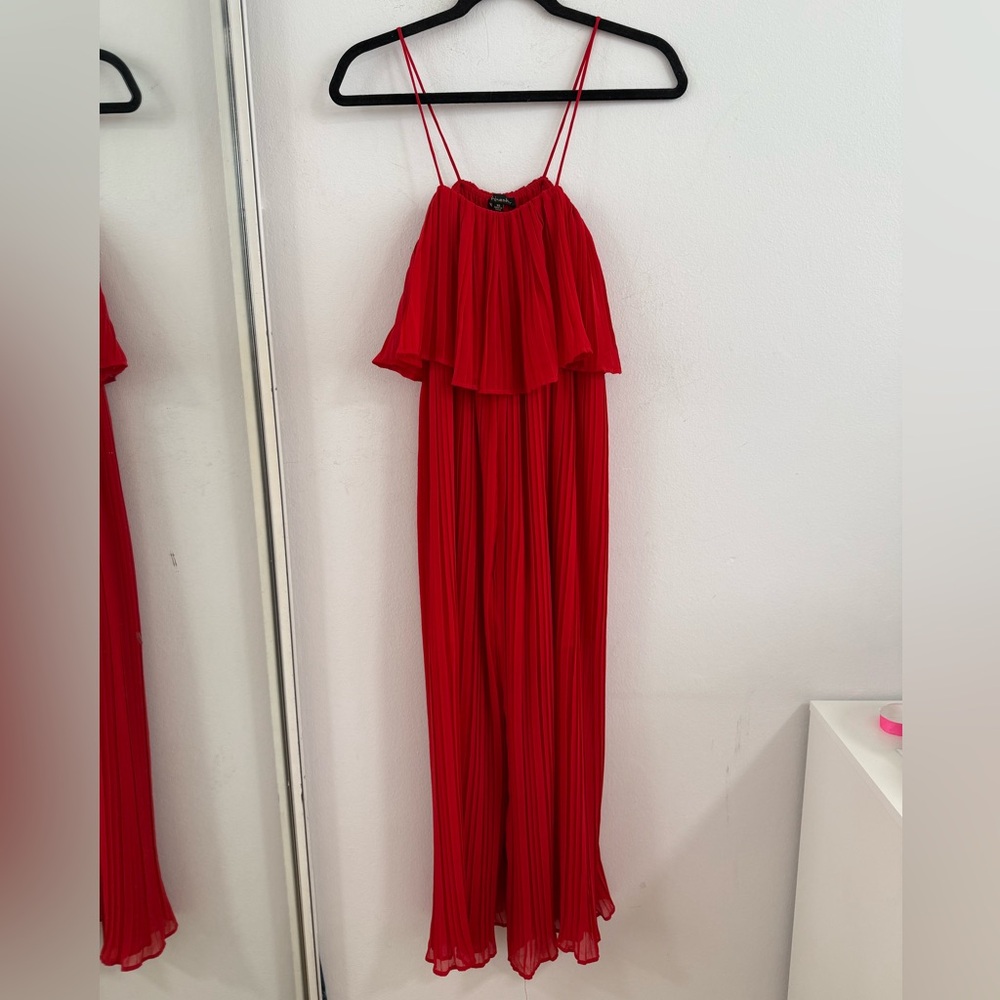 Shinestar Vibrant Red Pleated Dress